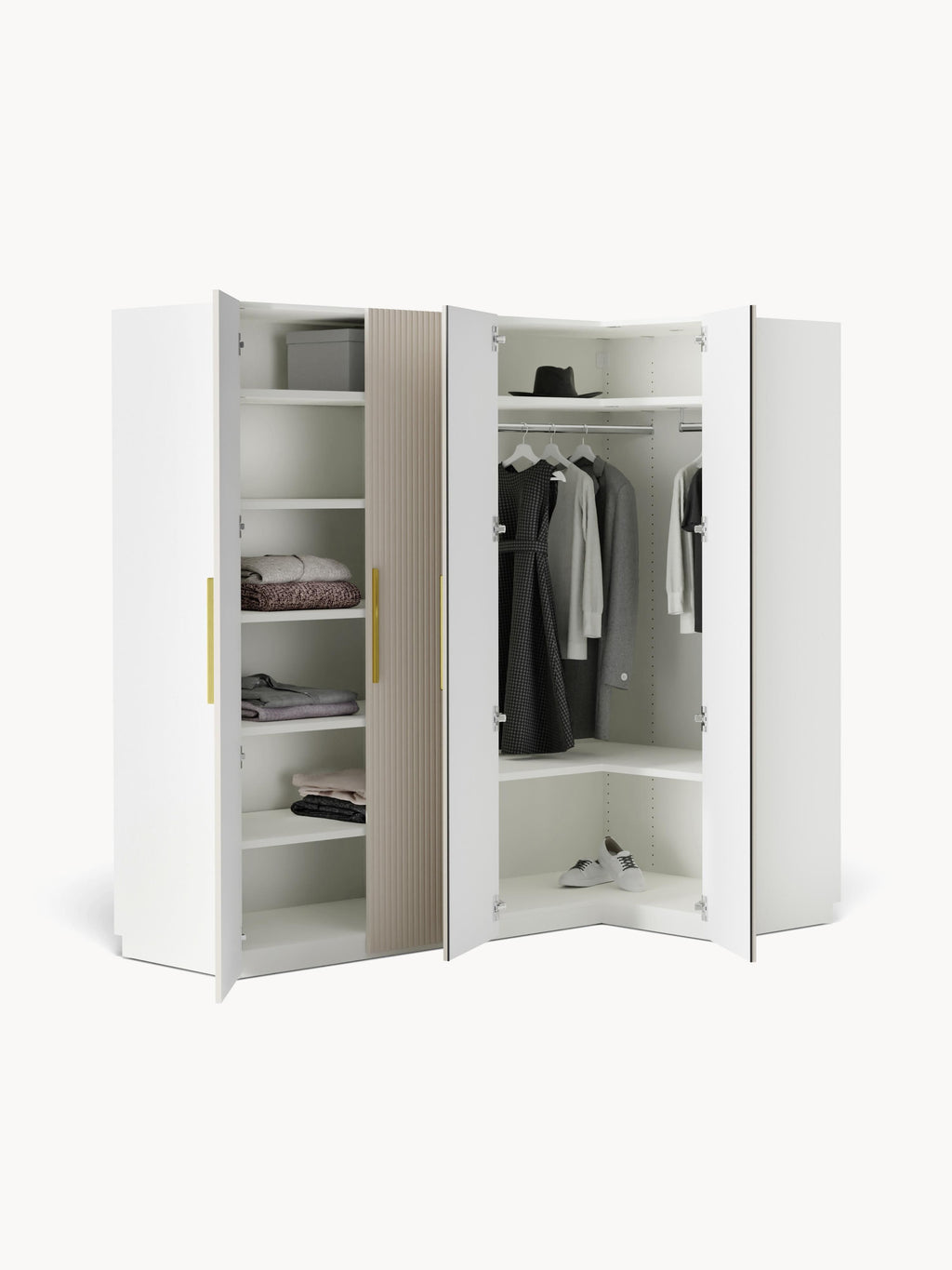 Simone Modular Corner Wardrobe, 215 cm Wide, in various sizes