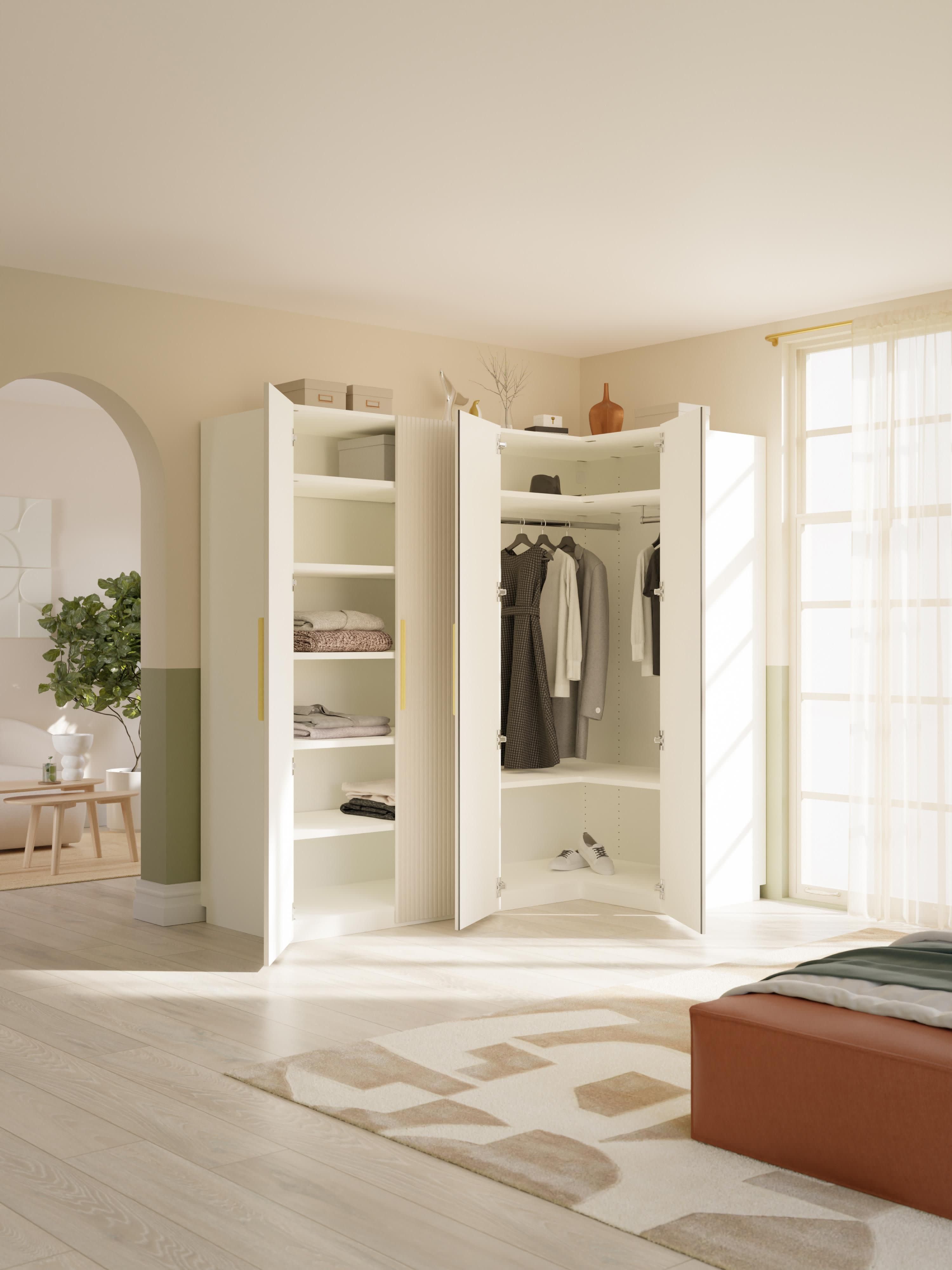 Simone Modular Corner Wardrobe, 215 cm Wide, in various sizes