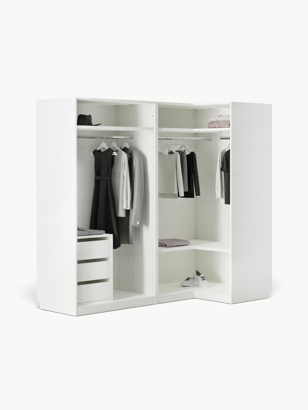 Simone Modular Corner Wardrobe, 215 cm Wide, in various sizes
