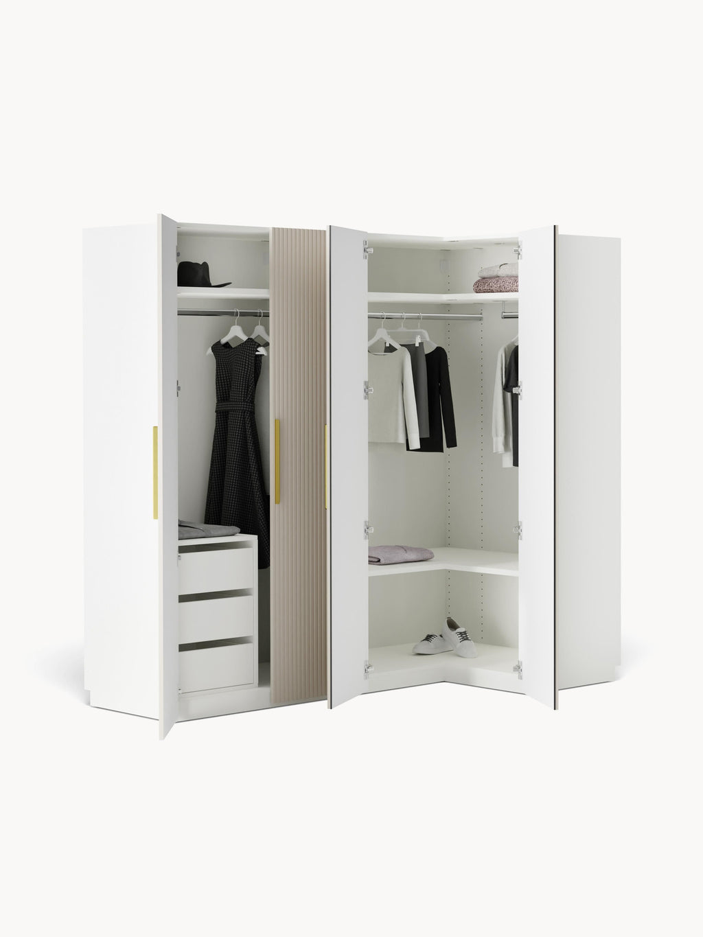 Simone Modular Corner Wardrobe, 215 cm Wide, in various sizes