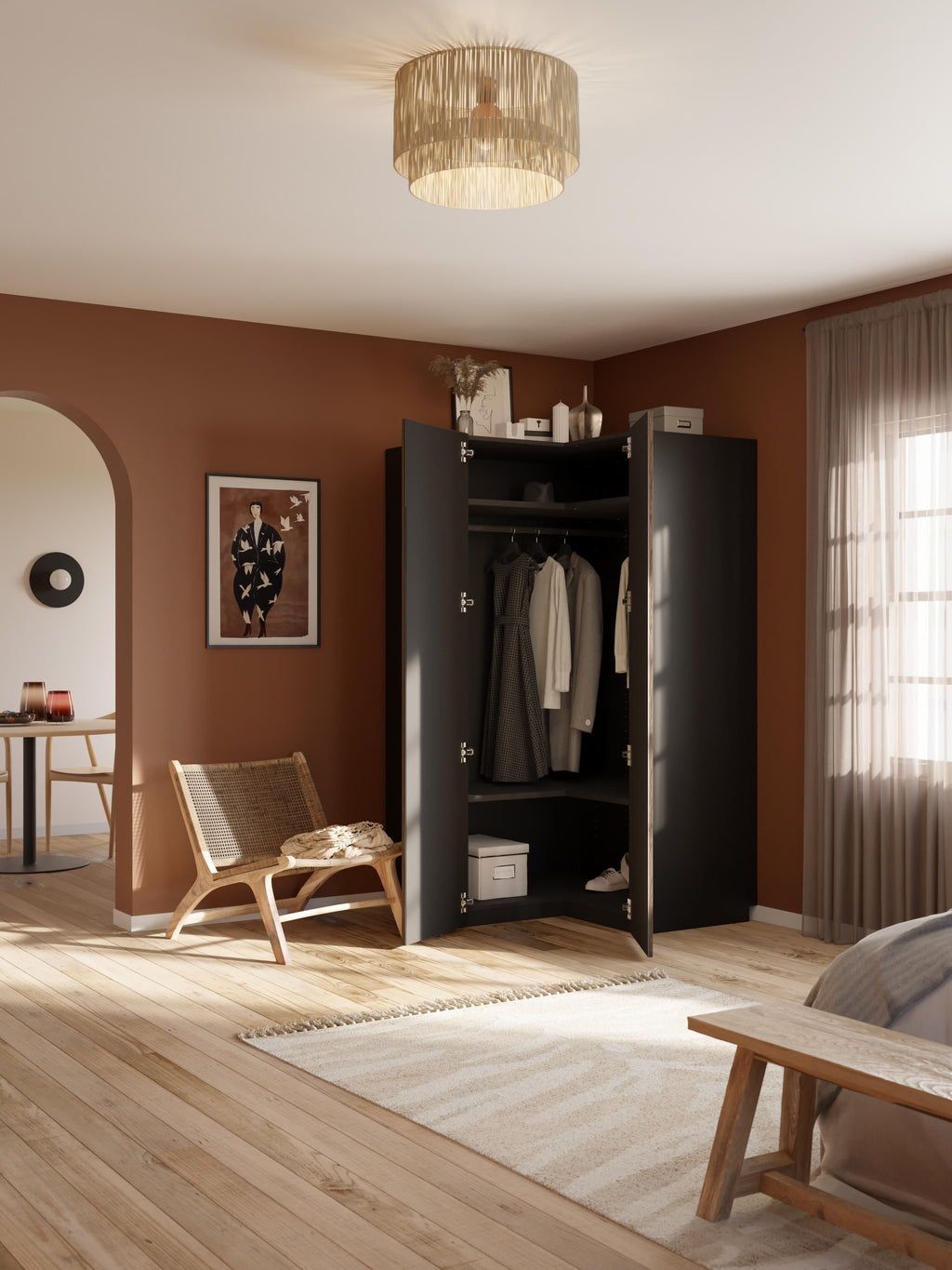Simone Modular Corner Wardrobe, 115 cm Wide