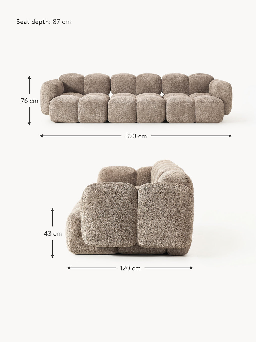Tayla Modular Teddy-Bouclé Sofa (4-seater)