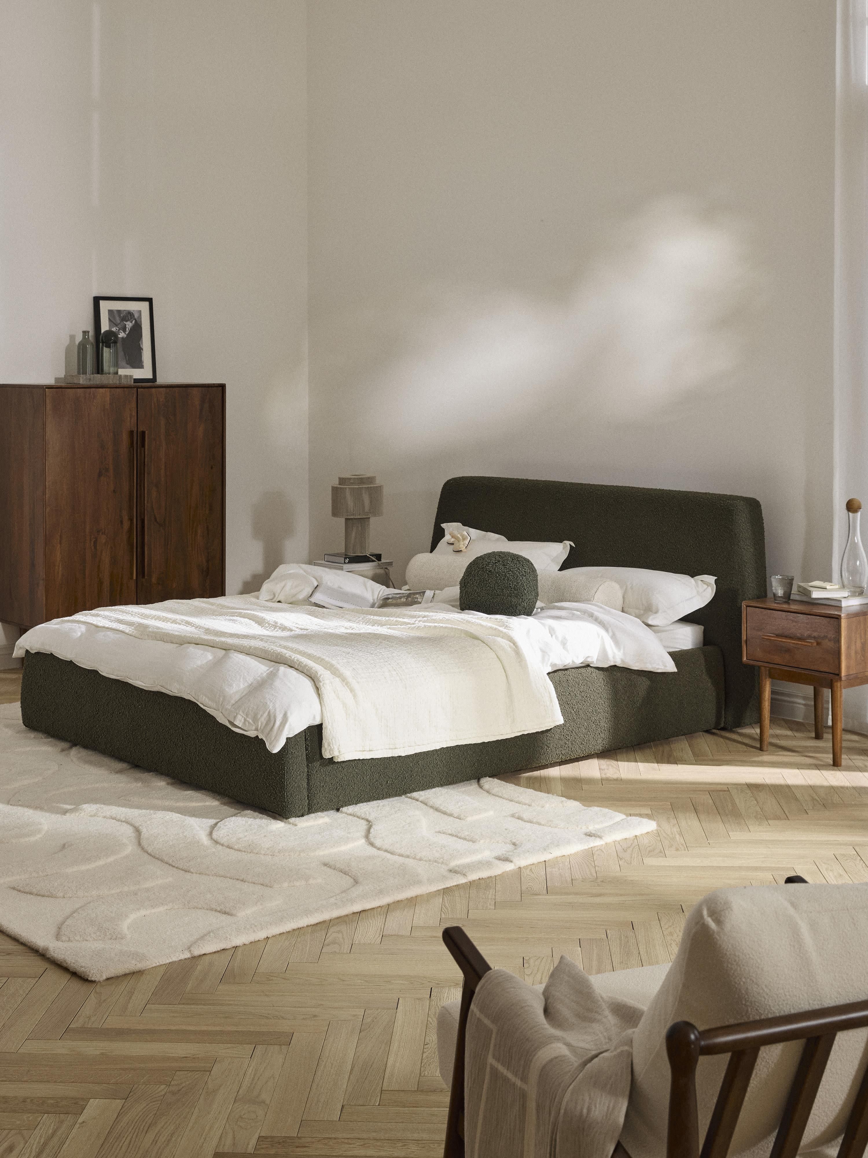 Cloud Upholstered Bouclé Bed with Storage Space