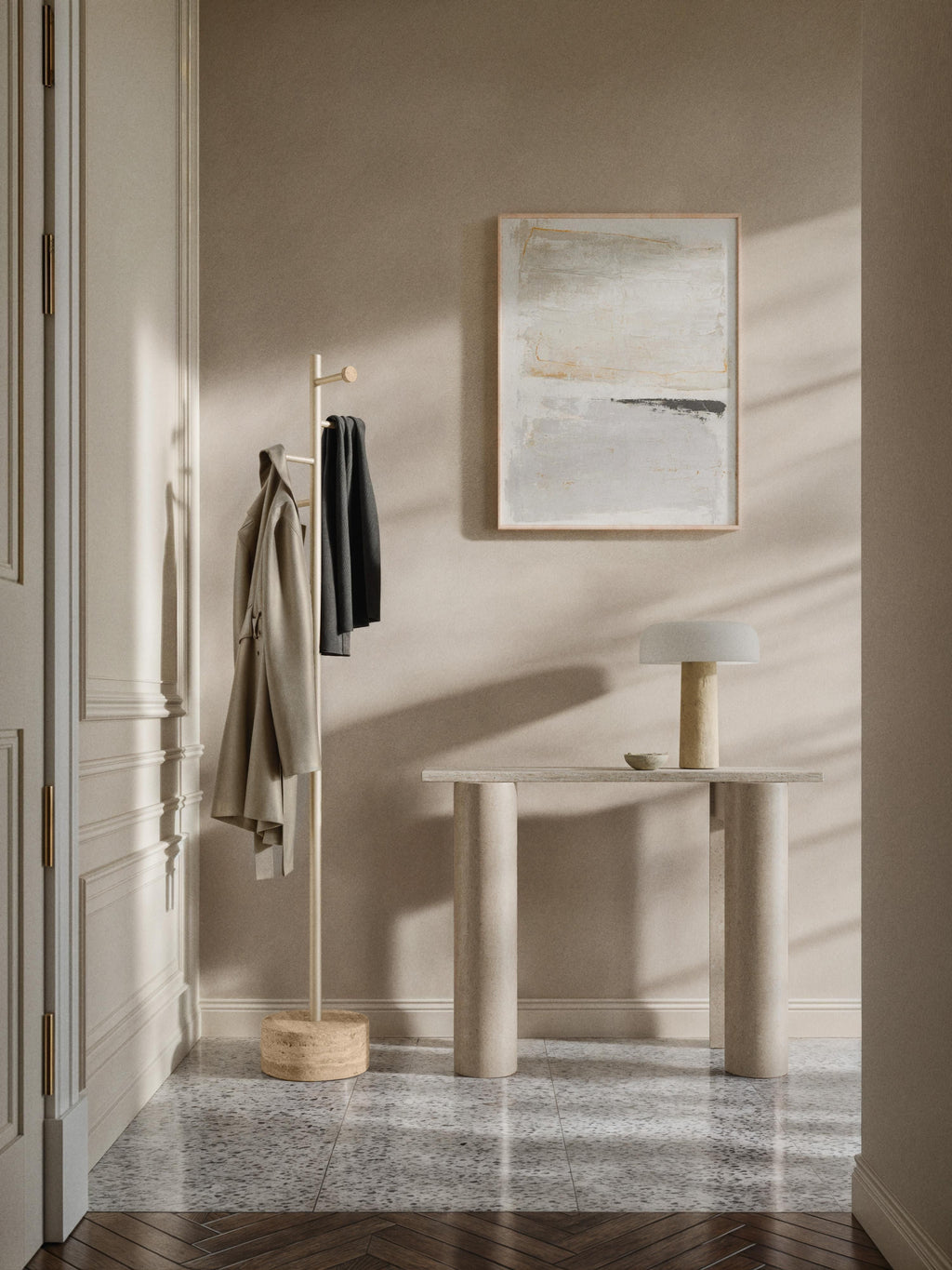 Disa Clothes Rack with Travertine Base