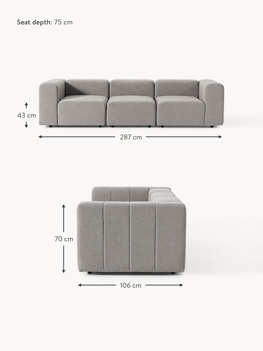 Lena Bouclé Modular Sofa (4-seater)