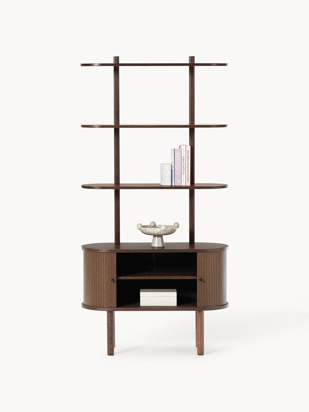 Calary Narrow Shelving Unit with Fluted Front