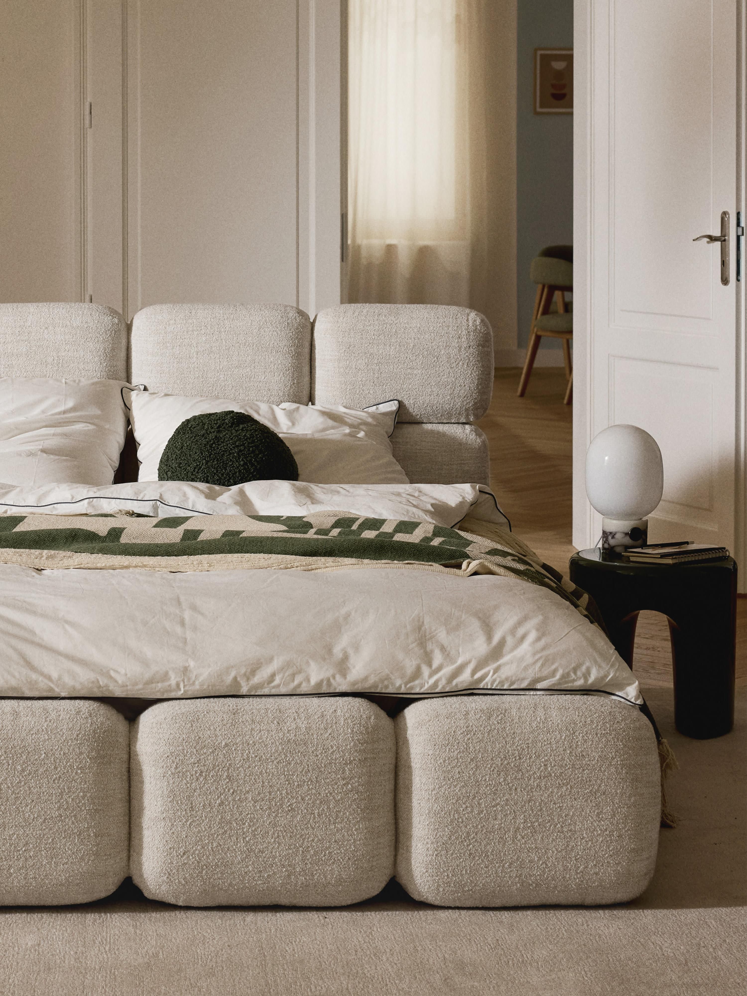 Tayla Upholstered Bouclé Bed with Storage Space