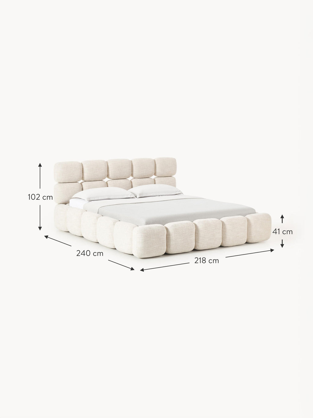 Tayla Upholstered Bouclé Bed with Storage Space