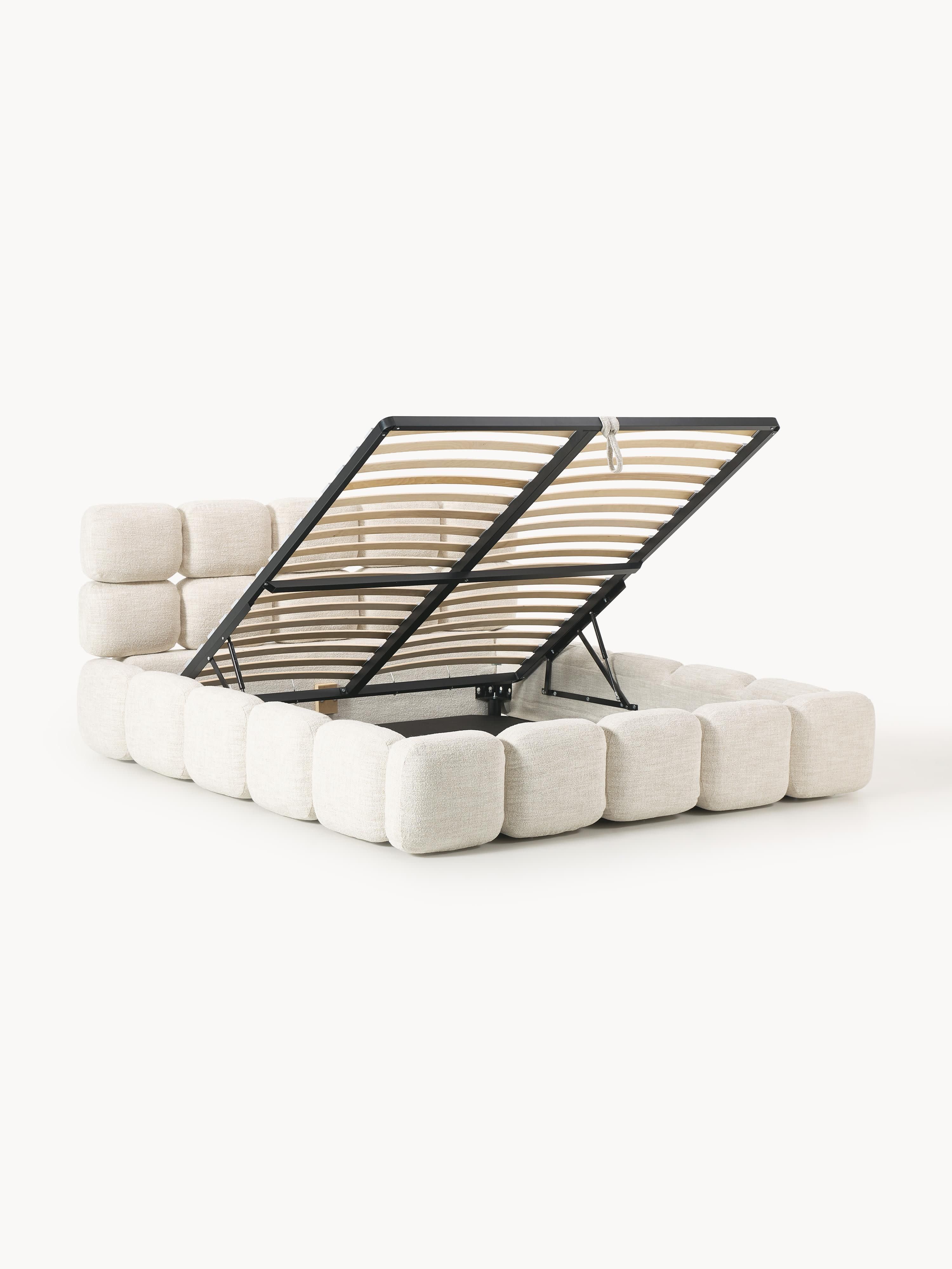 Tayla Upholstered Bouclé Bed with Storage Space
