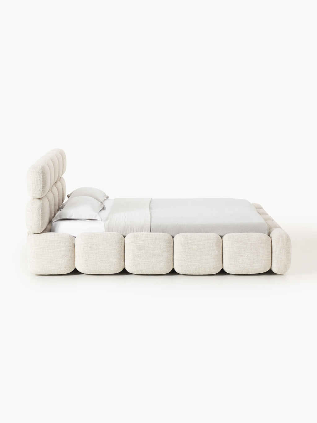 Tayla Upholstered Bouclé Bed with Storage Space