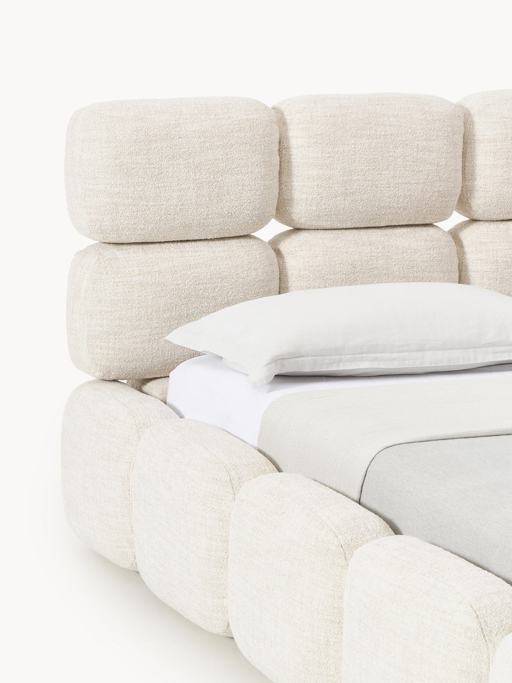Tayla Upholstered Bouclé Bed with Storage Space
