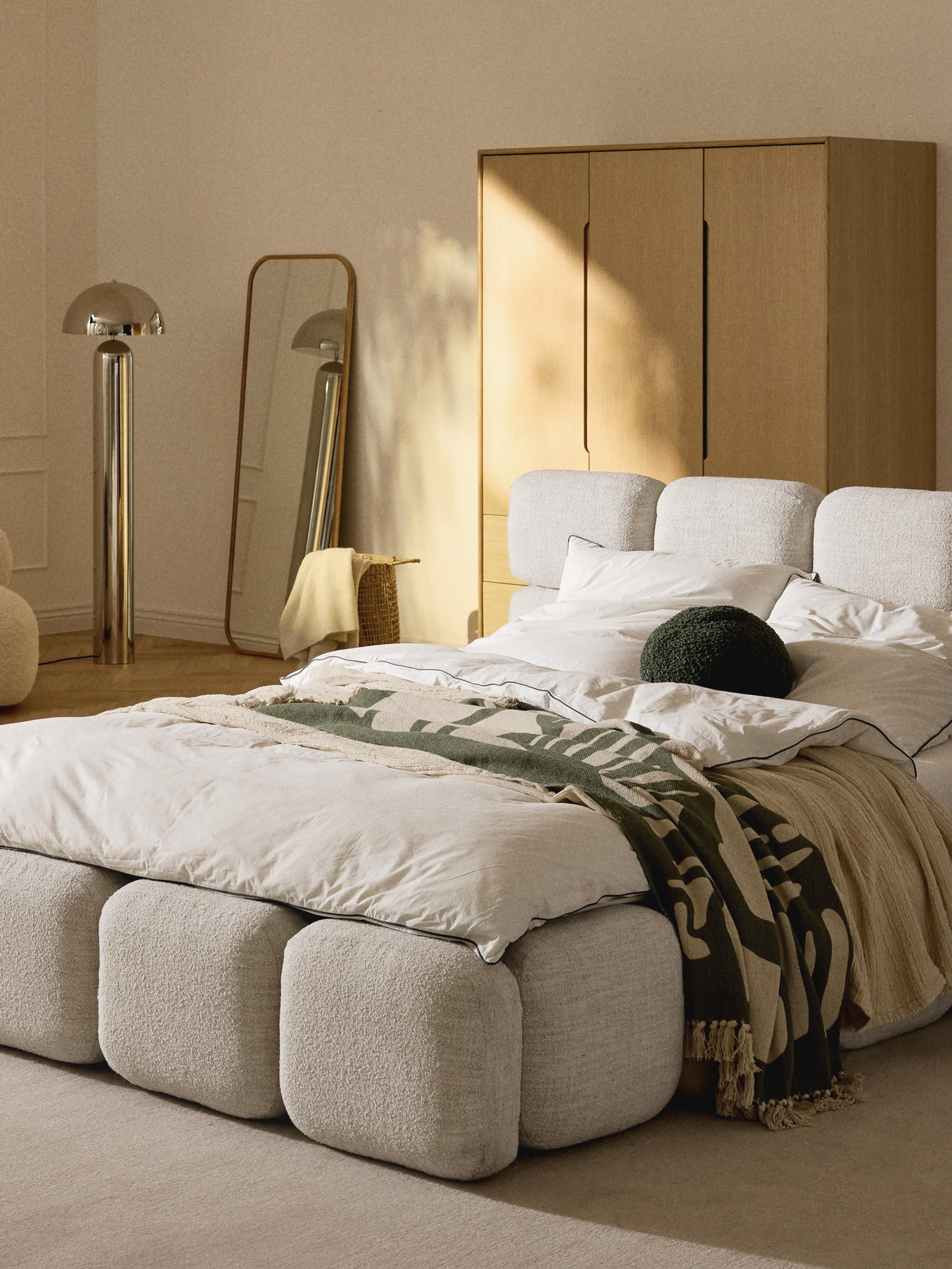 Tayla Upholstered Bouclé Bed with Storage Space