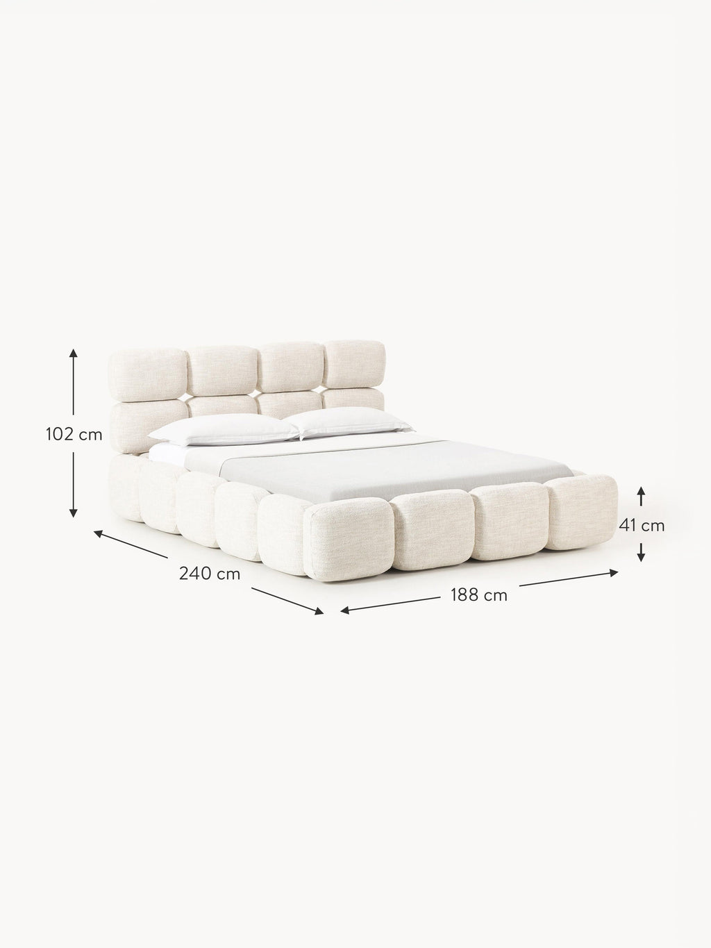 Tayla Upholstered Bouclé Bed with Storage Space