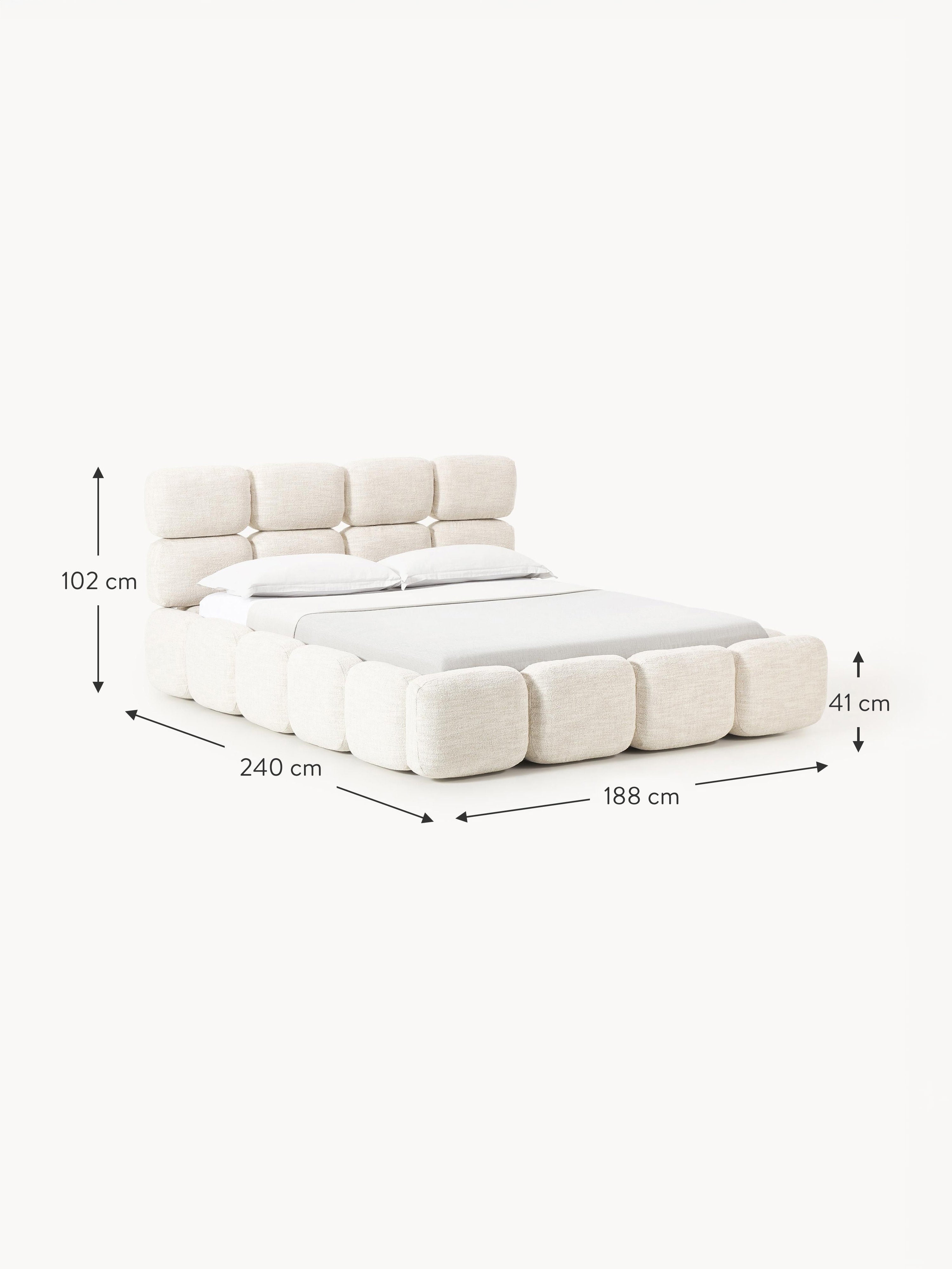 Tayla Upholstered Bouclé Bed with Storage Space
