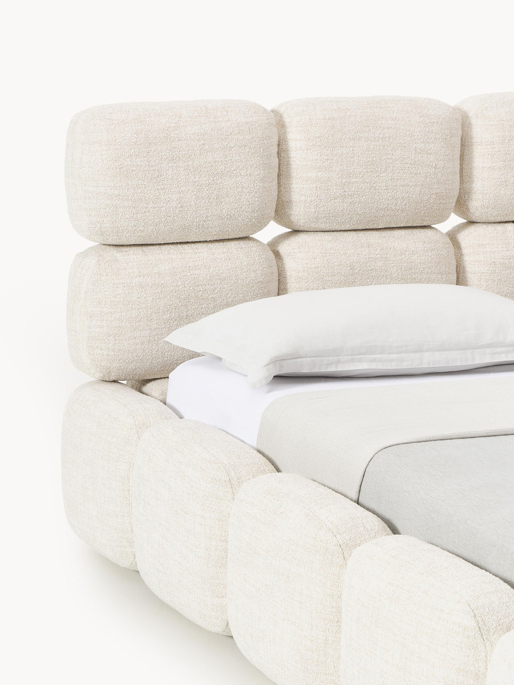 Tayla Upholstered Bouclé Bed with Storage Space