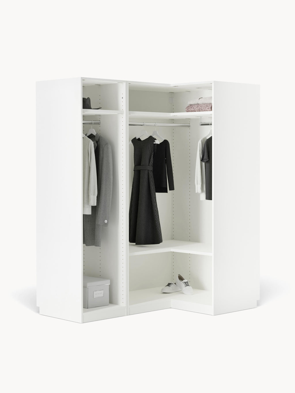 Leon Modular Corner Wardrobe, 165 cm Wide, in various sizes