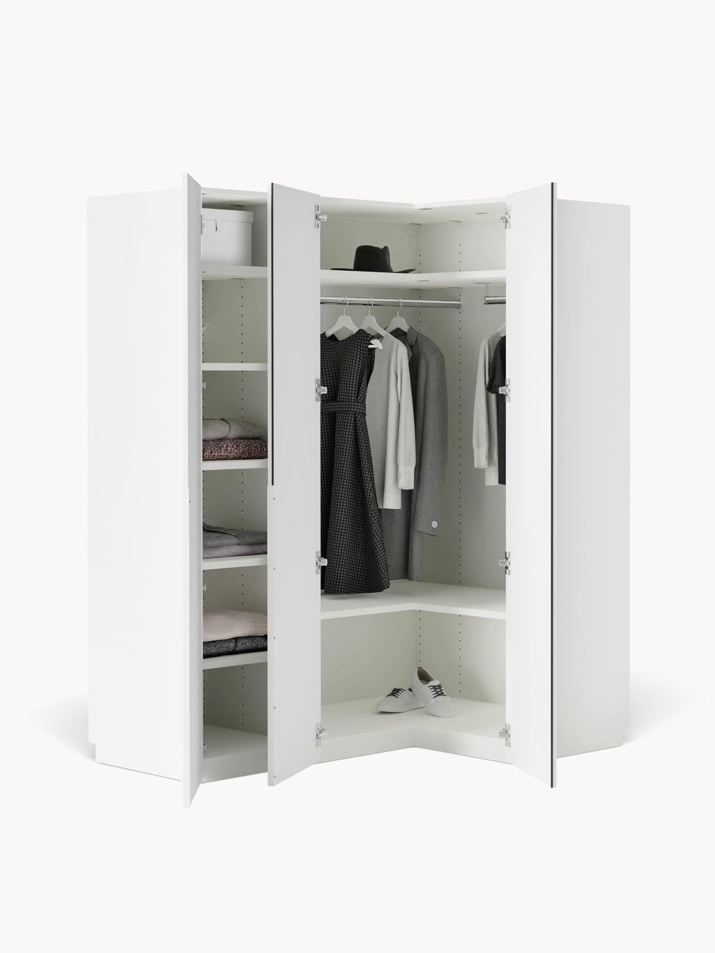 Leon Modular Corner Wardrobe, 165 cm Wide, in various sizes