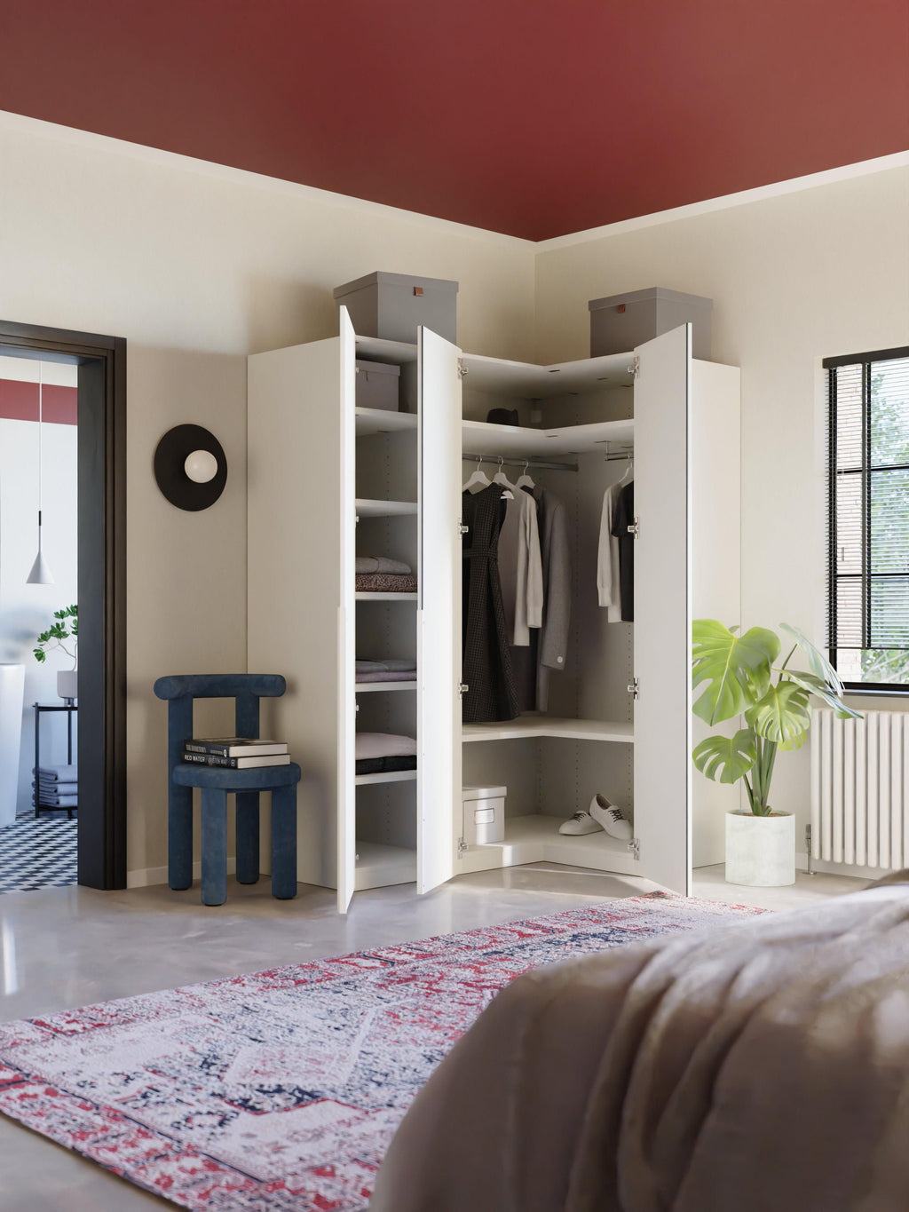 Leon Modular Corner Wardrobe, 165 cm Wide, in various sizes
