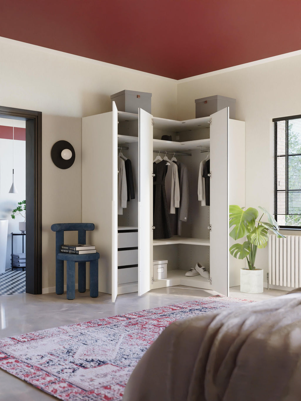 Leon Modular Corner Wardrobe, 165 cm Wide, in various sizes