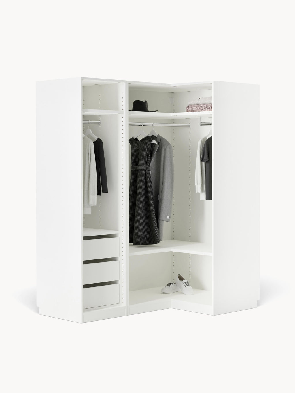 Leon Modular Corner Wardrobe, 165 cm Wide, in various sizes