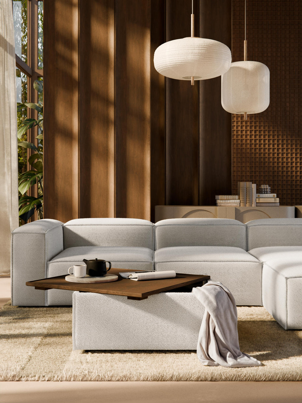 Lennon Bouclé Ottoman with Storage
