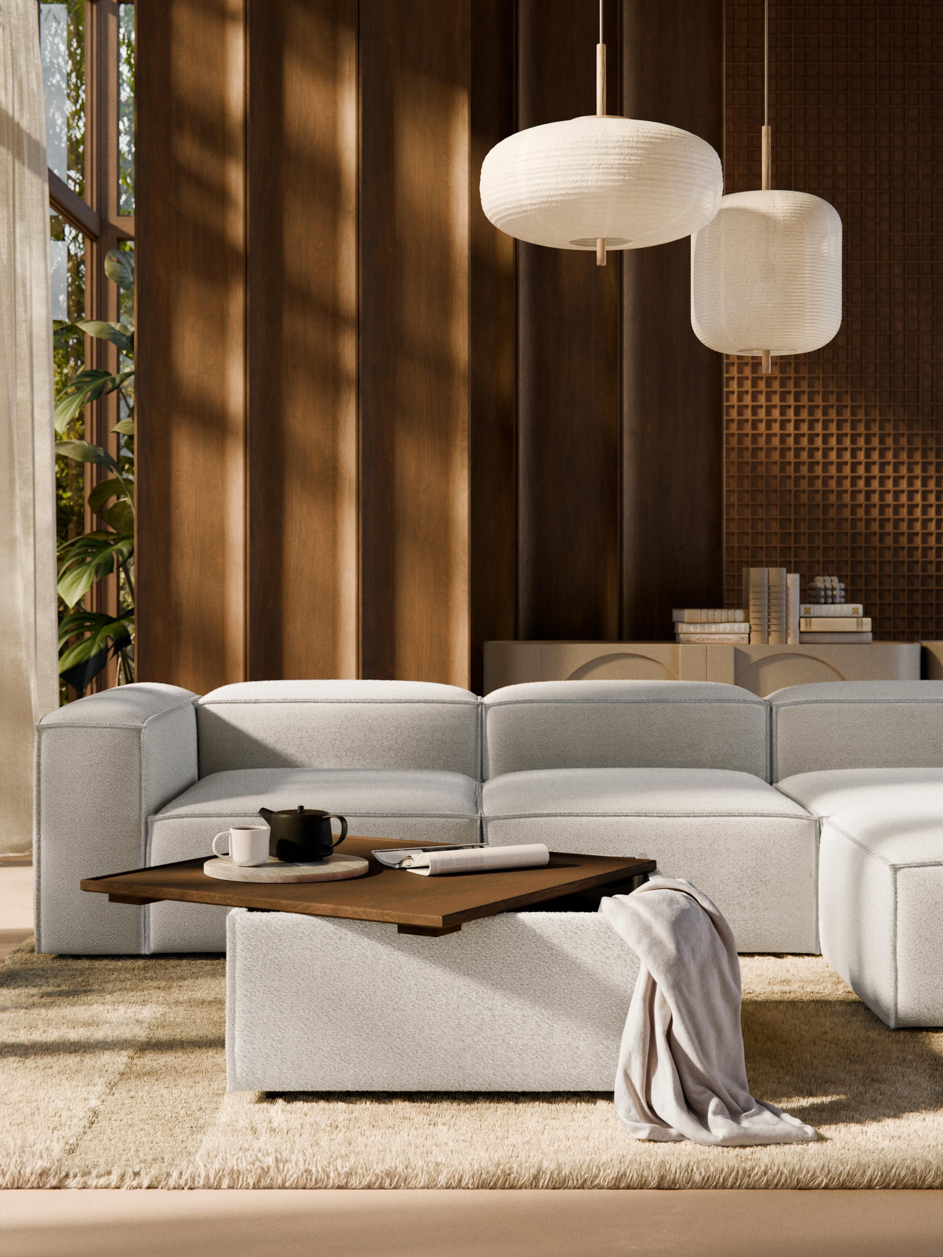 Lennon Bouclé Ottoman with Storage