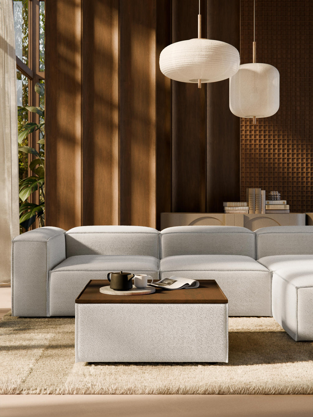 Lennon Bouclé Ottoman with Storage