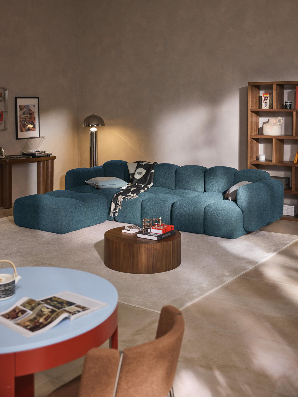 Tayla Bouclé Modular Sofa (4-seater) with Ottoman (left/right)