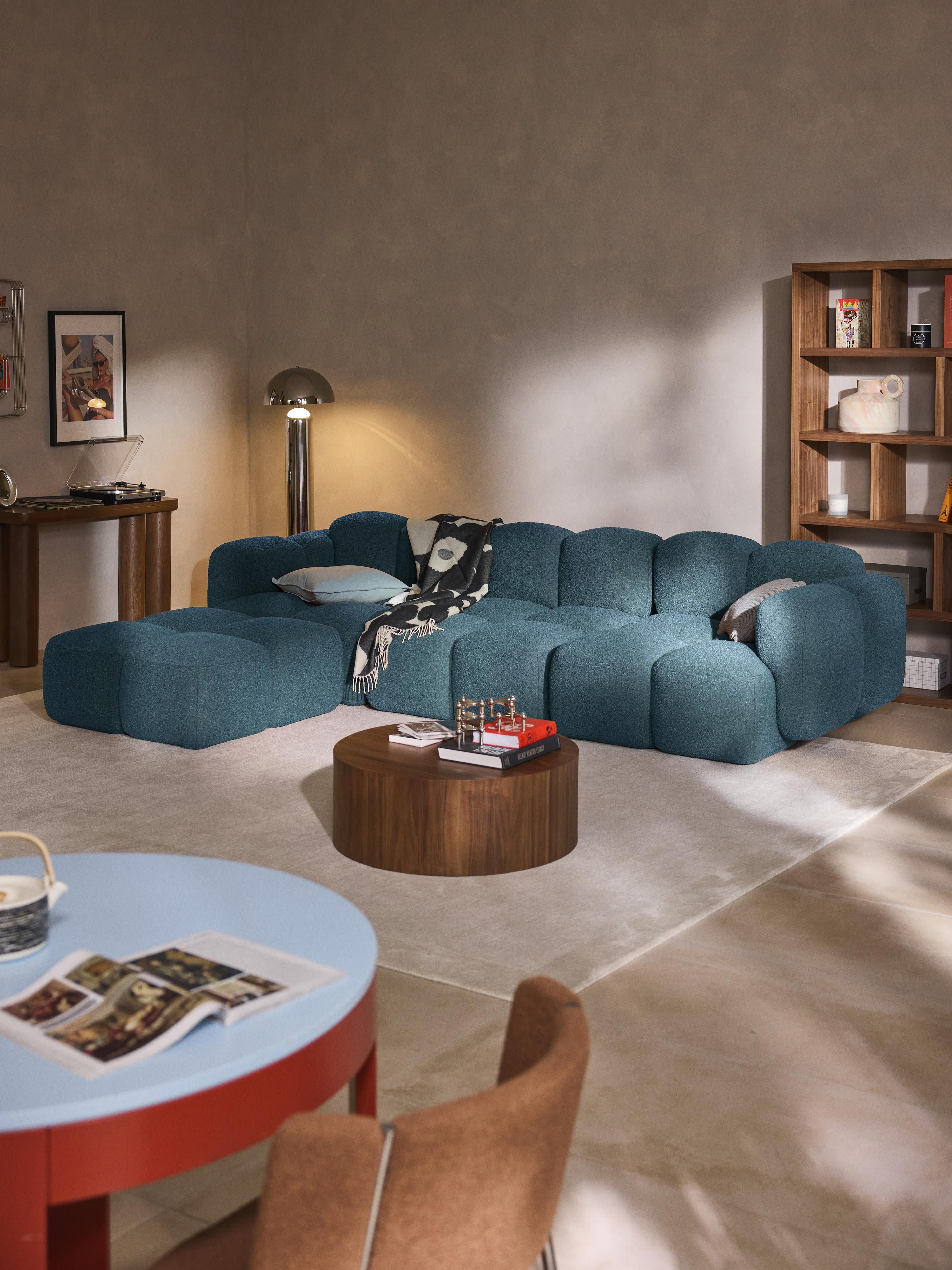Tayla Bouclé Modular Sofa (4-seater) with Ottoman (left/right)