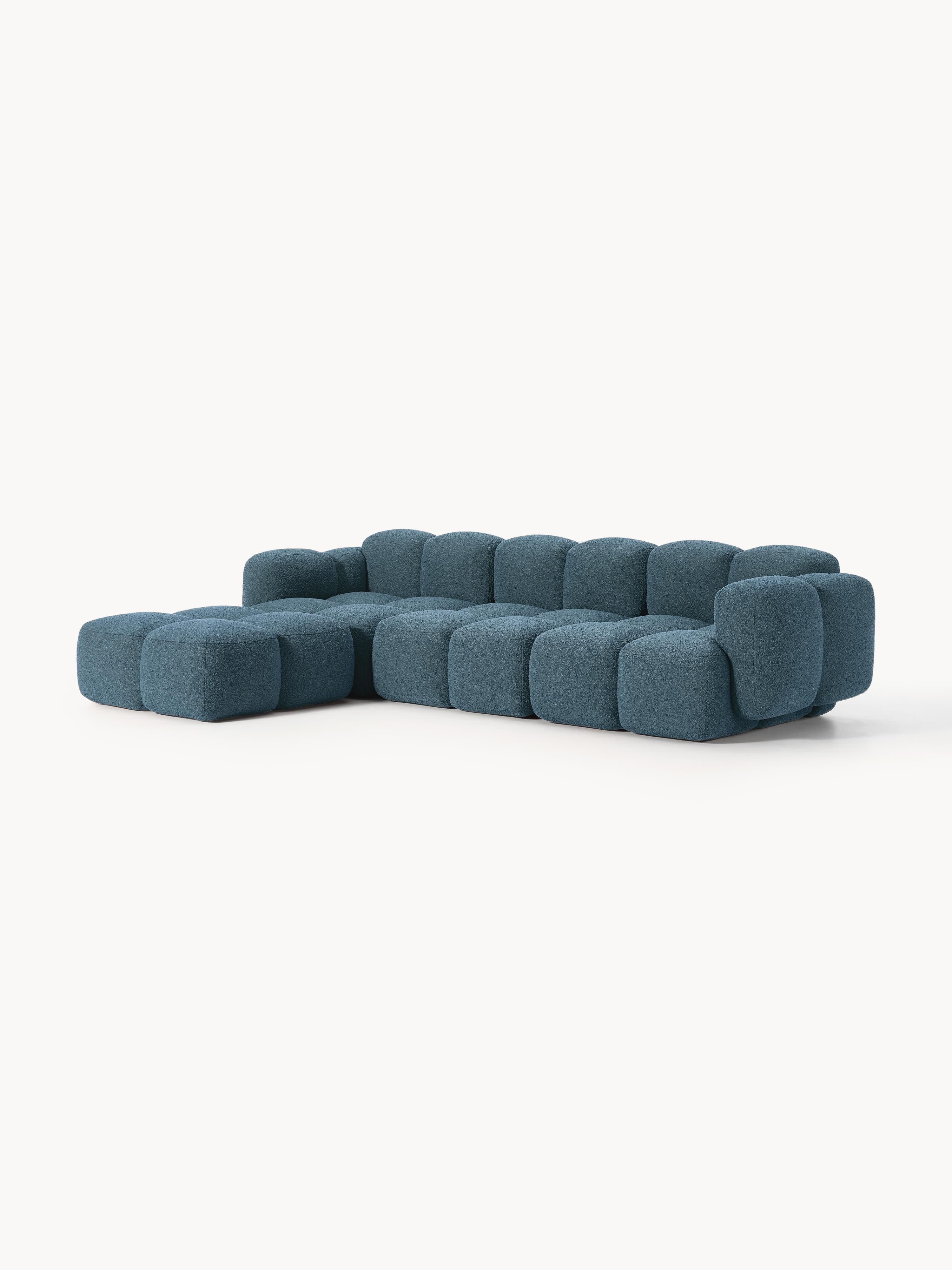 Tayla Bouclé Modular Sofa (4-seater) with Ottoman (left/right)