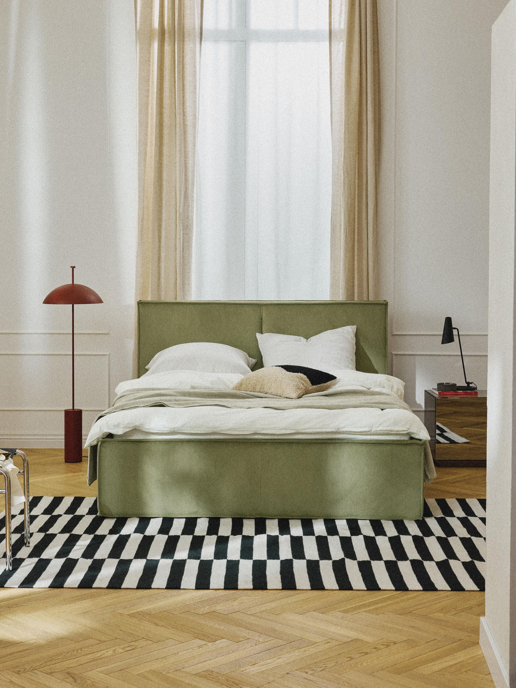 Dream Upholstered Corduroy Bed with Storage Space