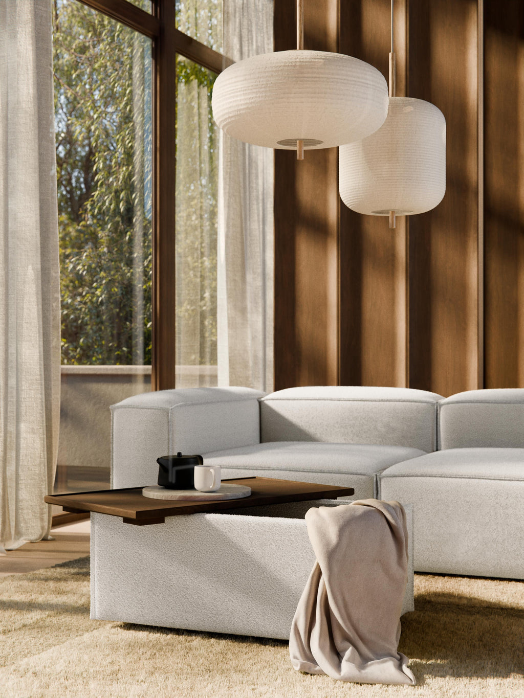 Lennon Bouclé Ottoman with Storage