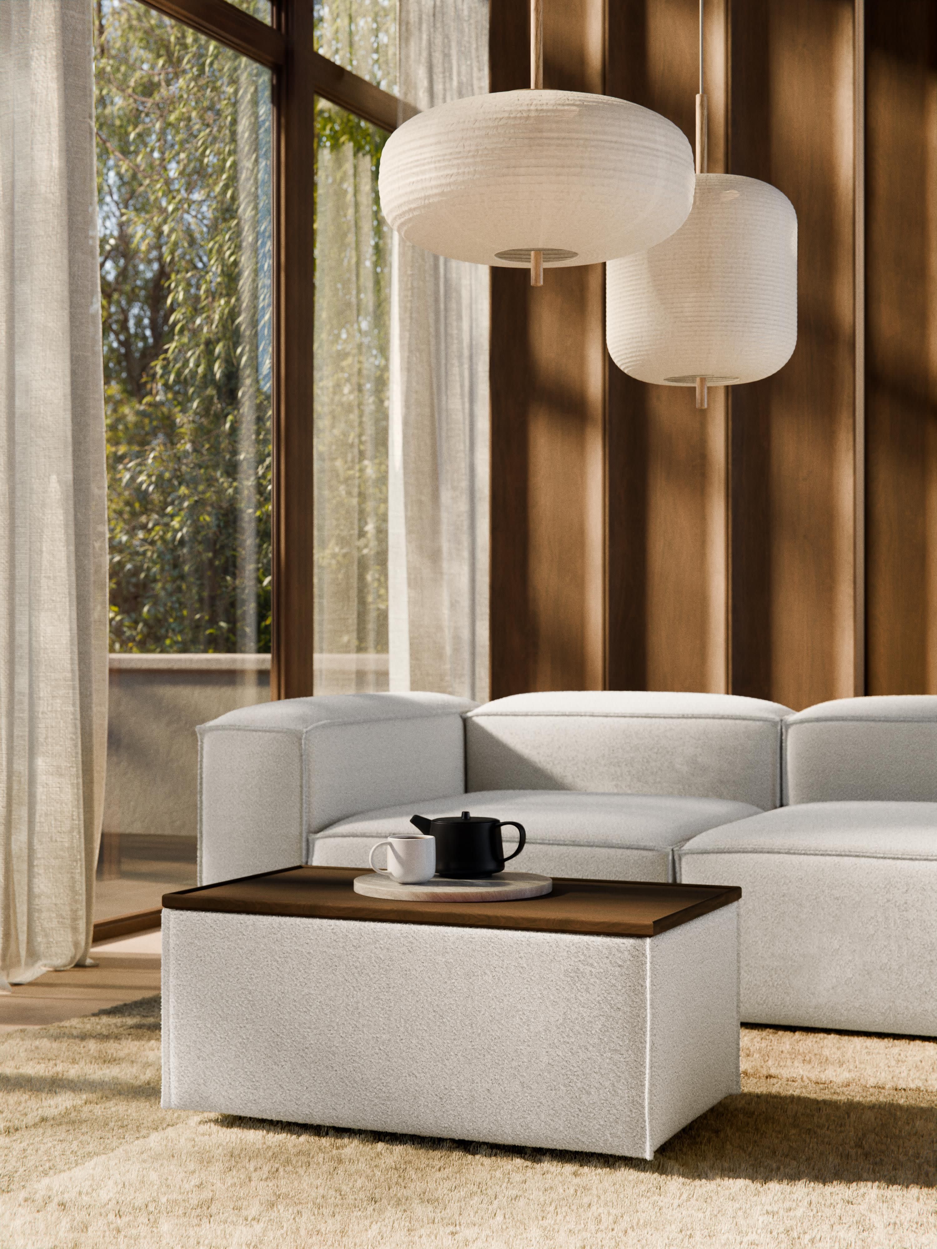 Lennon Bouclé Ottoman with Storage