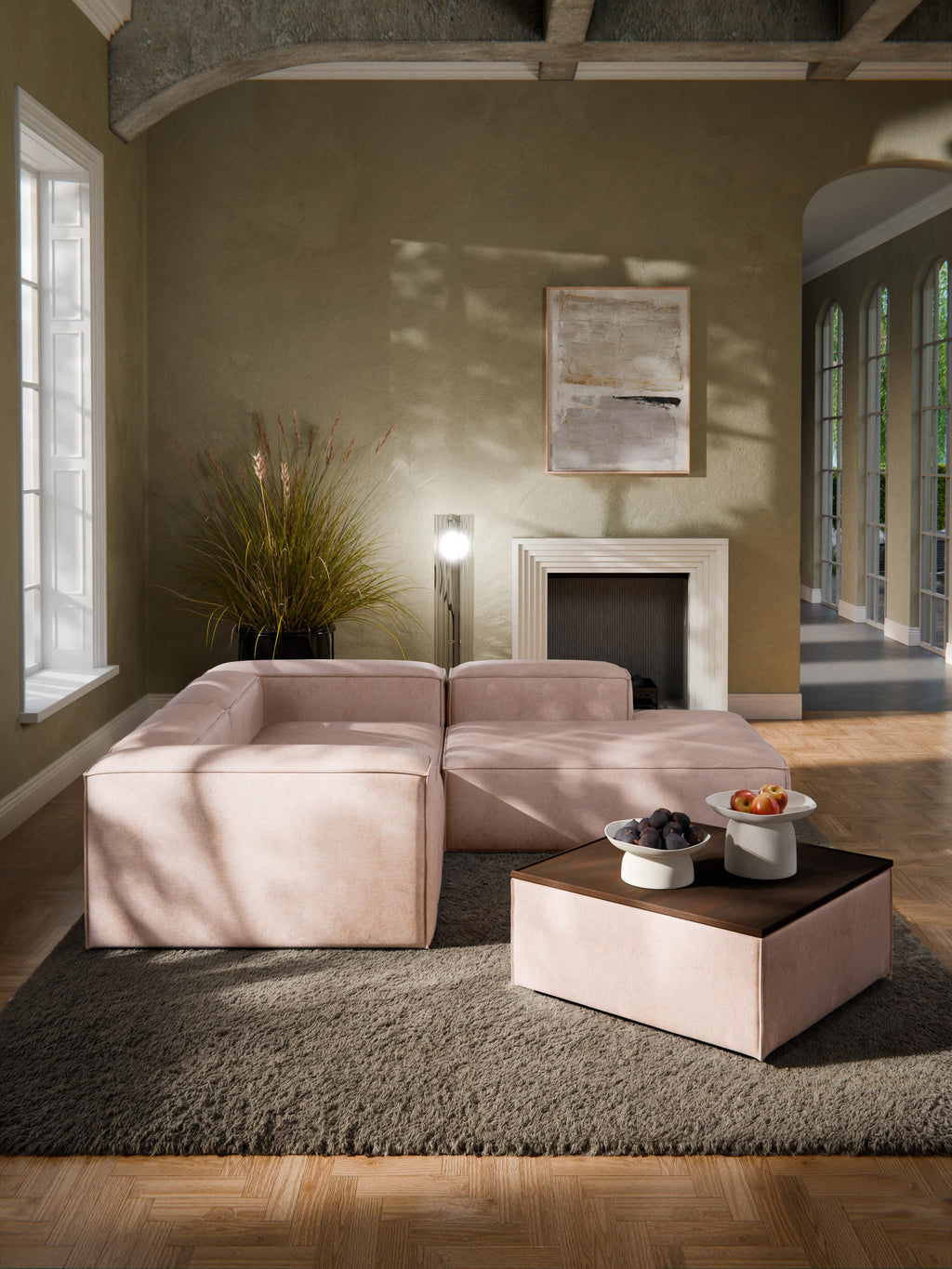 Lennon Linen Blend Ottoman with Storage