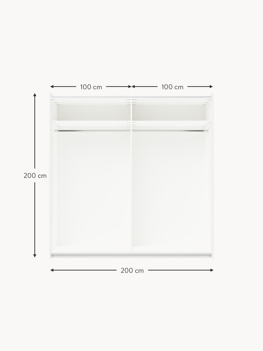 Leon Modular Sliding Door Wardrobe, 200 cm Wide, in various sizes
