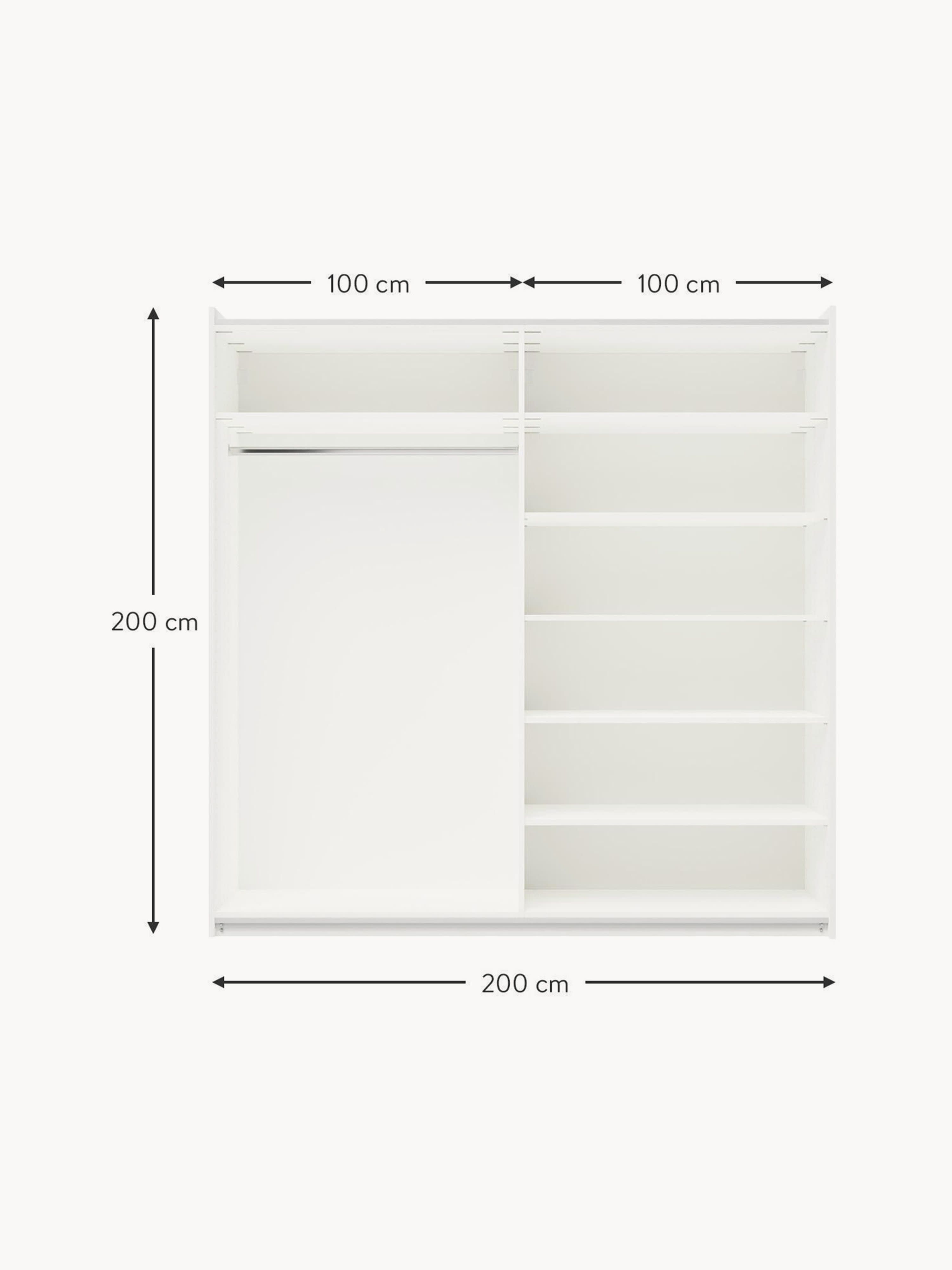 Leon Modular Sliding Door Wardrobe, 200 cm Wide, in various sizes