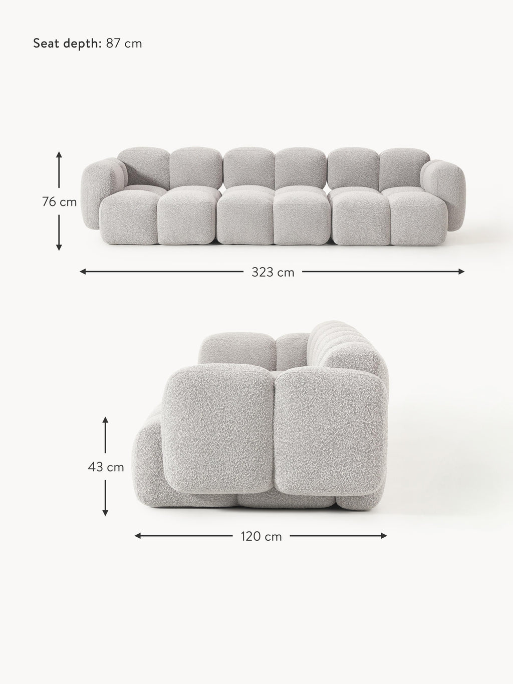 Tayla Bouclé Modular Sofa (4-seater)