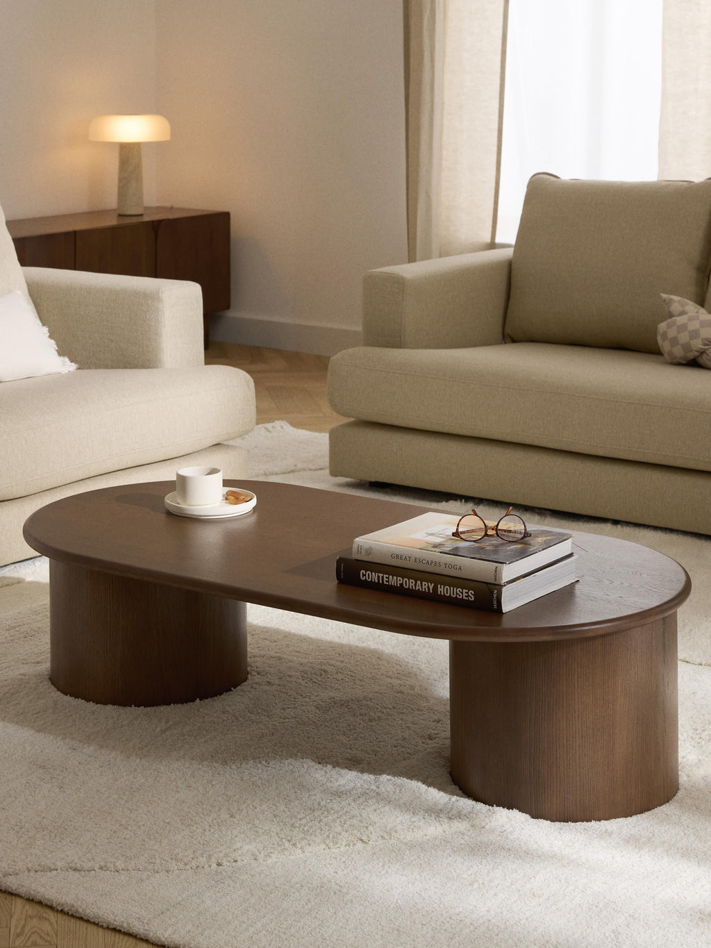 Didi Oval Oak Wood Coffee Table