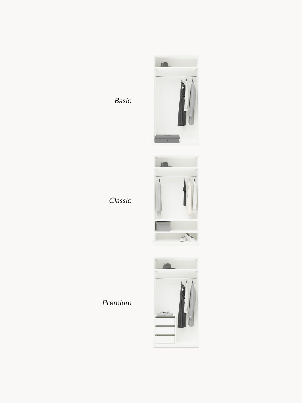 Charlotte Modular Hinged Door Wardrobe, 100 cm Wide, in various sizes