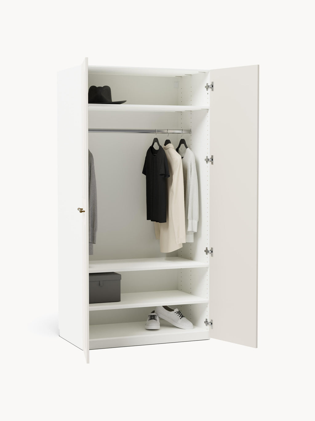 Charlotte Modular Hinged Door Wardrobe, 100 cm Wide, in various sizes