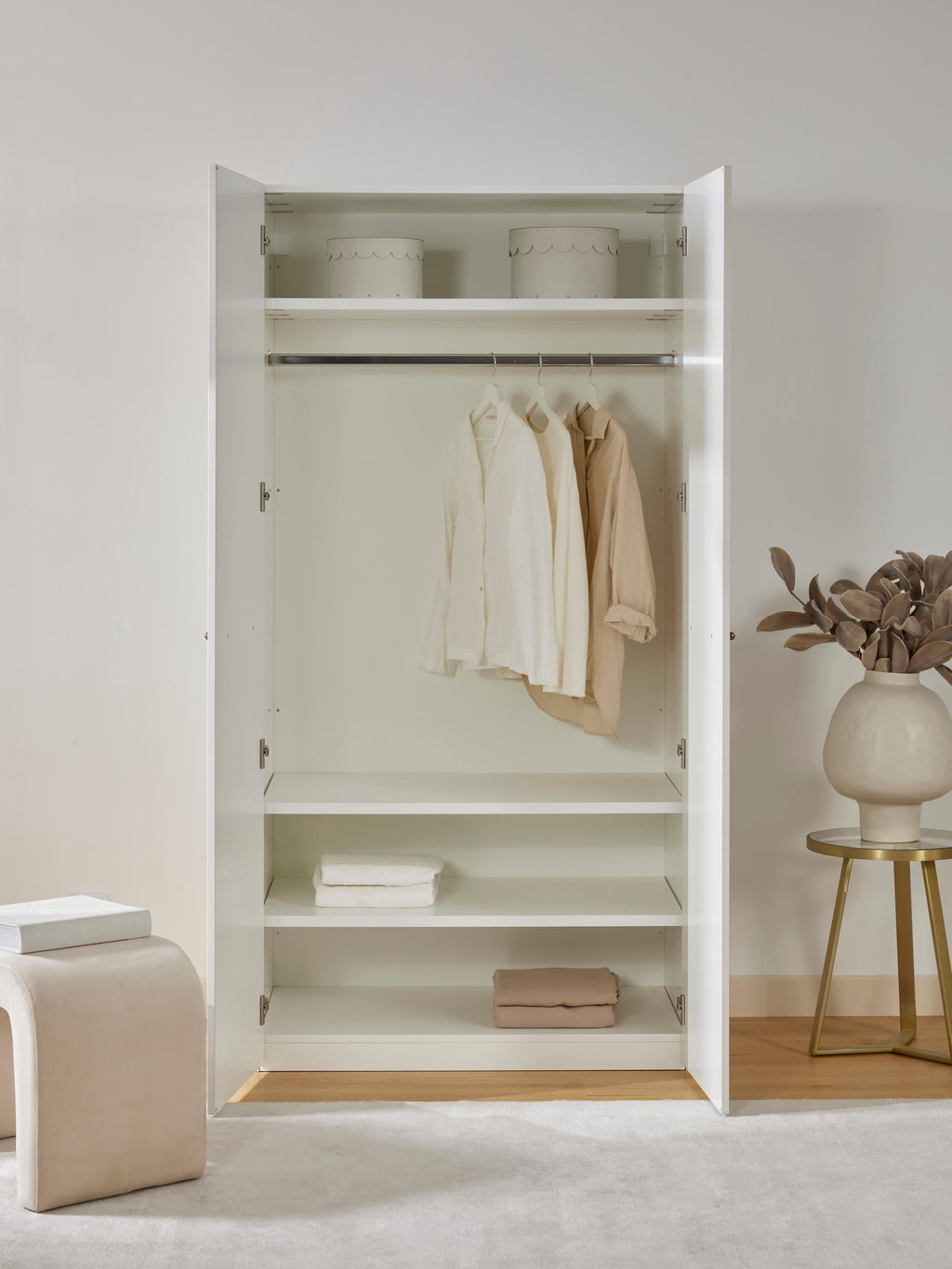 Charlotte Modular Hinged Door Wardrobe, 100 cm Wide, in various sizes