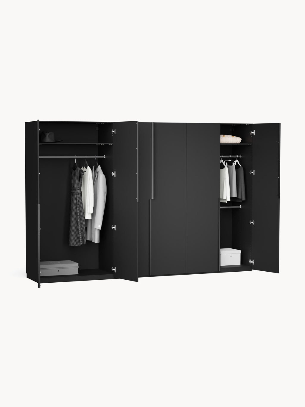 Leon Modular Hinged Door Wardrobe, 300 cm Wide, in various sizes