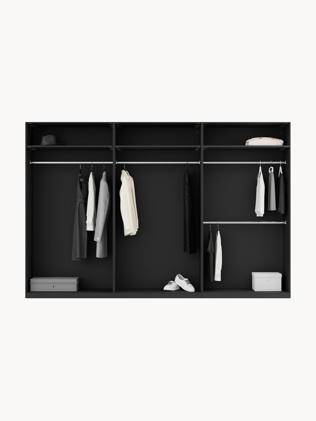 Leon Modular Hinged Door Wardrobe, 300 cm Wide, in various sizes