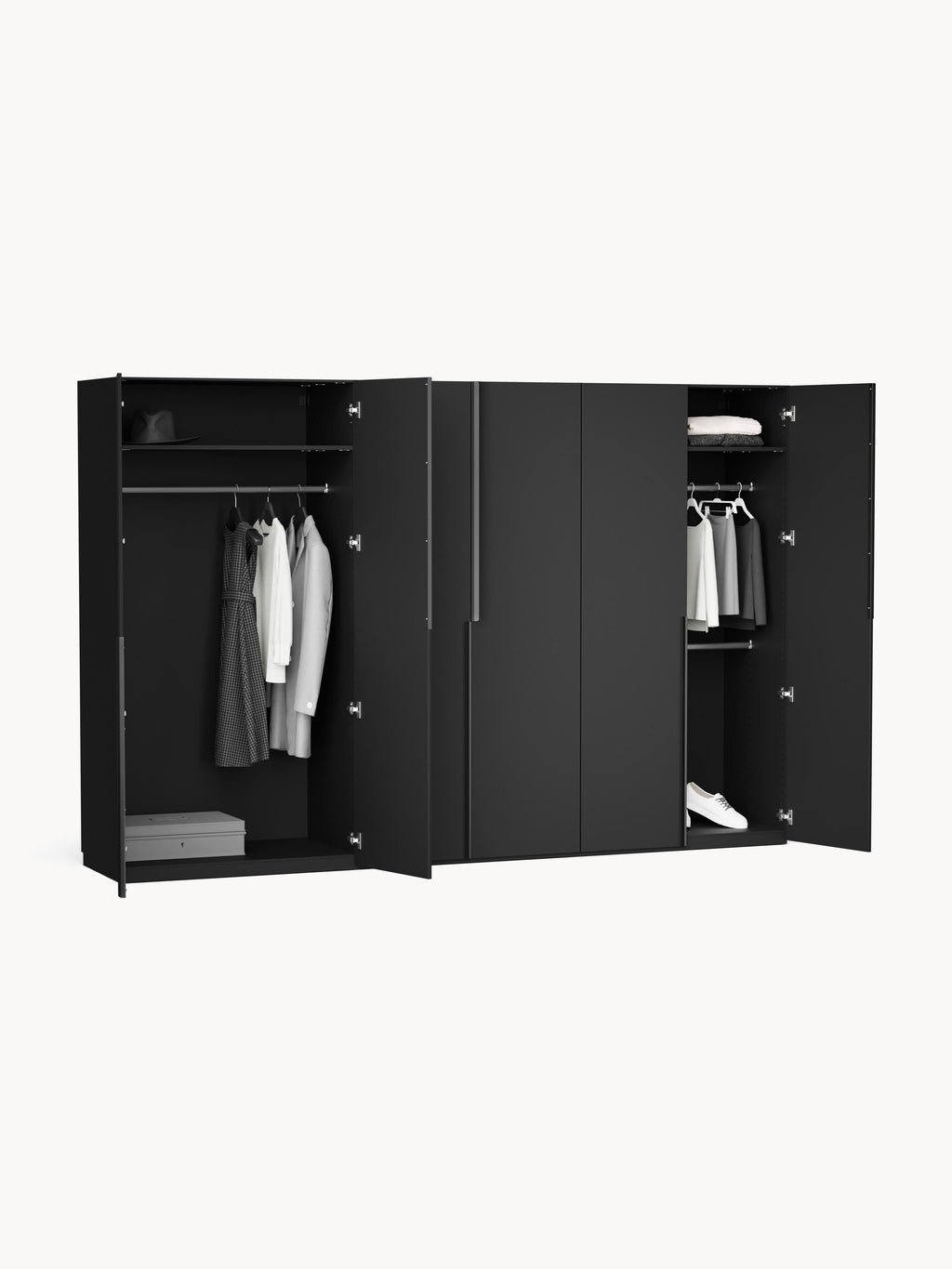 Leon Modular Hinged Door Wardrobe, 300 cm Wide, in various sizes