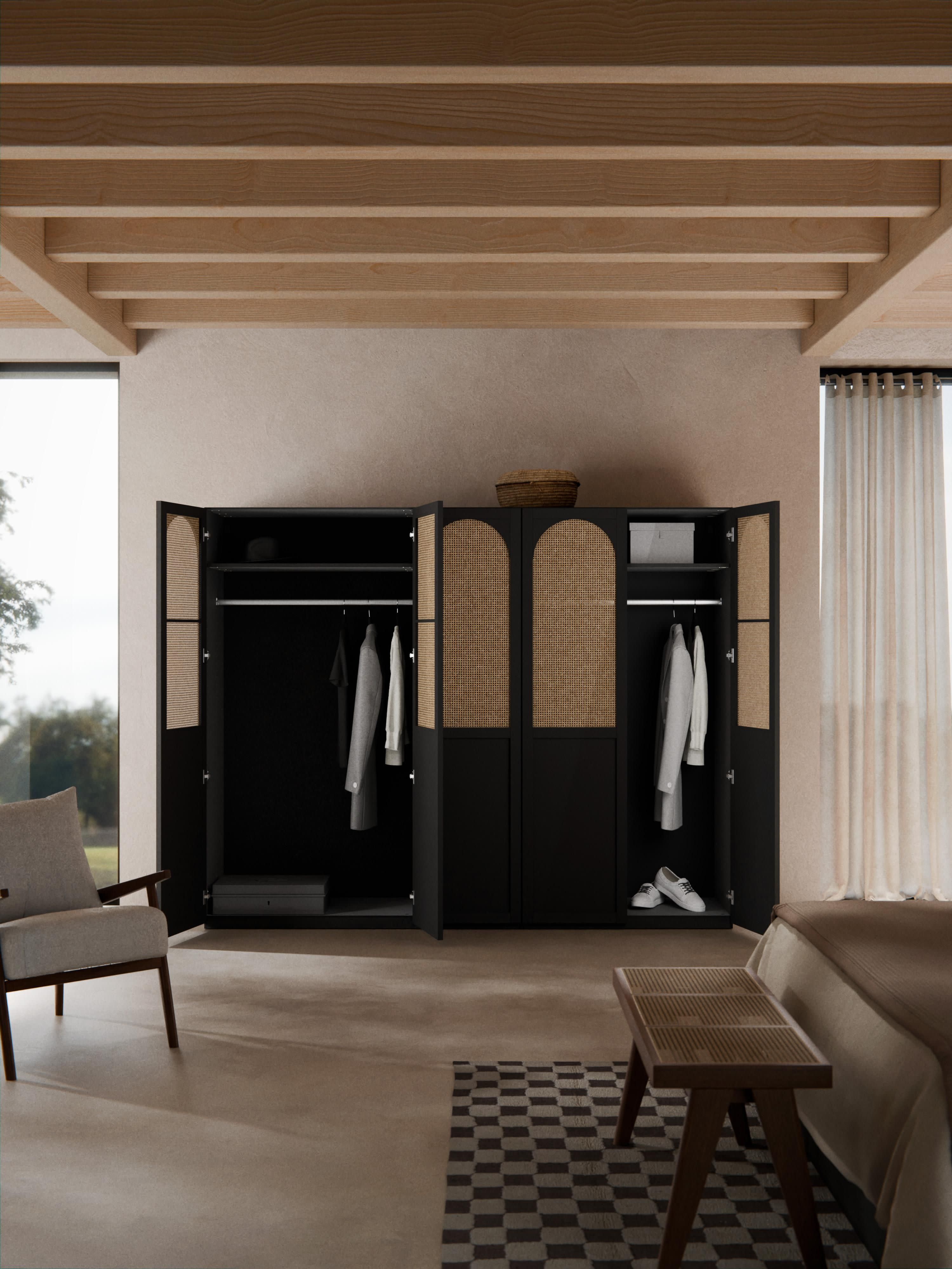 Jeanne Modular Hinged Door Wardrobe, 250 cm Wide, in various sizes