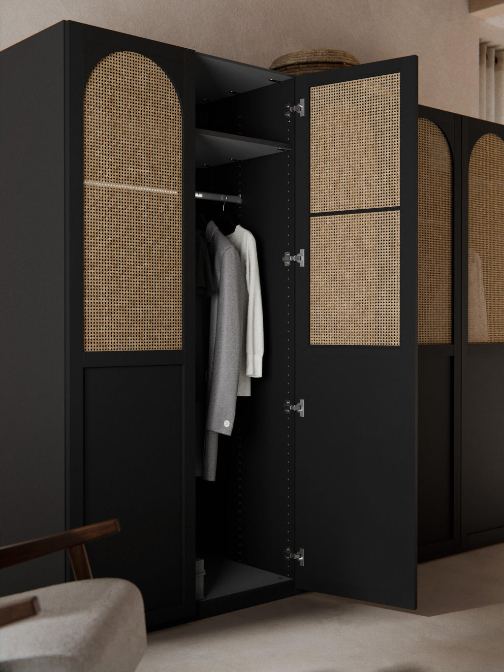 Jeanne Modular Hinged Door Wardrobe, 250 cm Wide, in various sizes