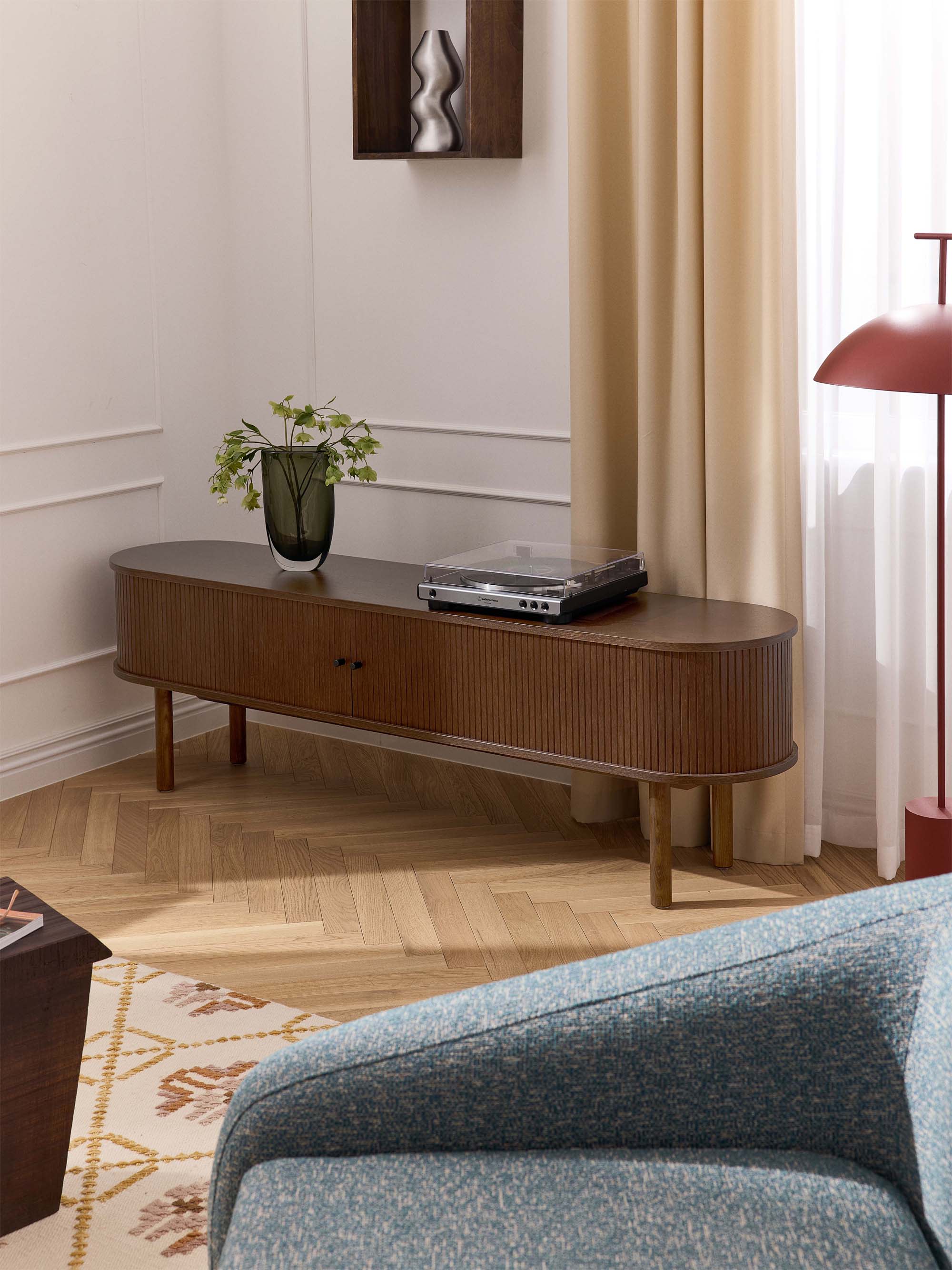 Calary TV Stand with Fluted Front