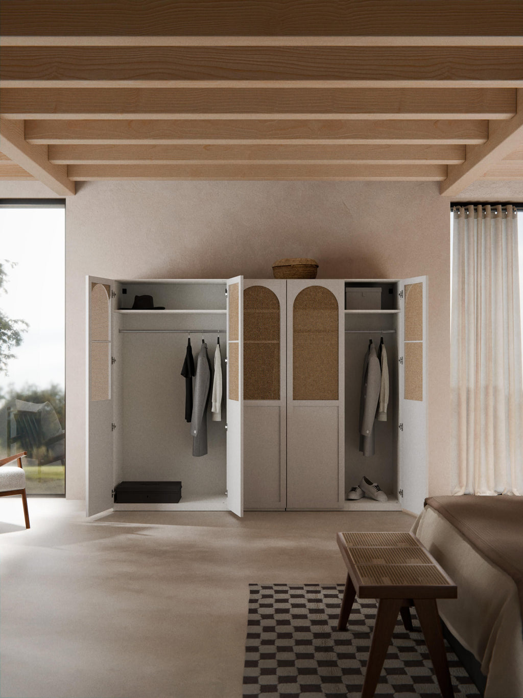 Jeanne Modular Hinged Door Wardrobe, 250 cm Wide, in various sizes