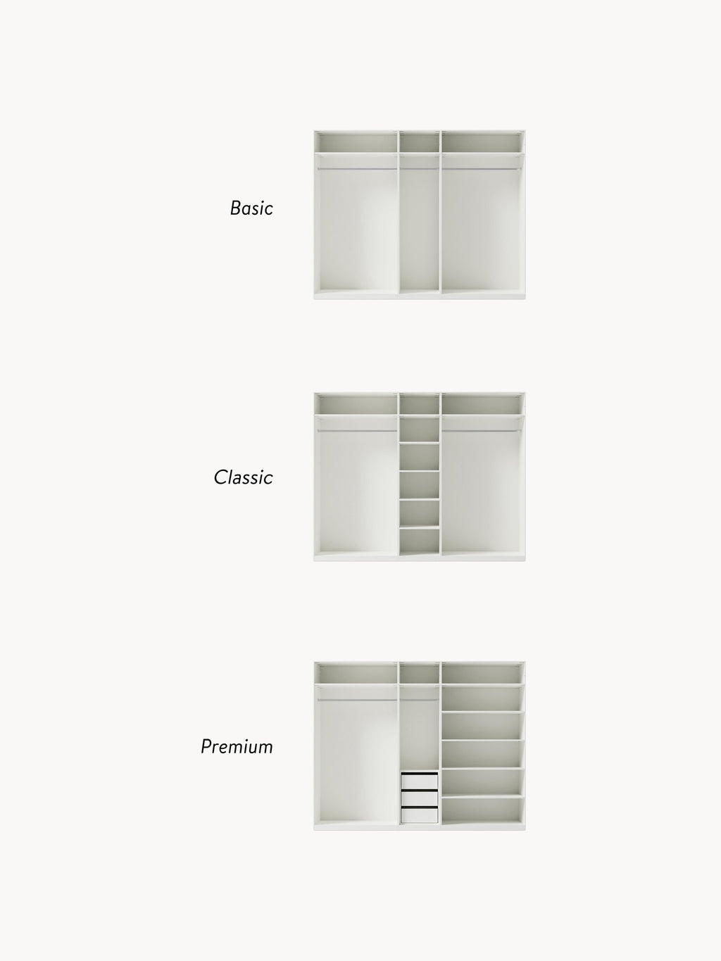 Jeanne Modular Hinged Door Wardrobe, 250 cm Wide, in various sizes