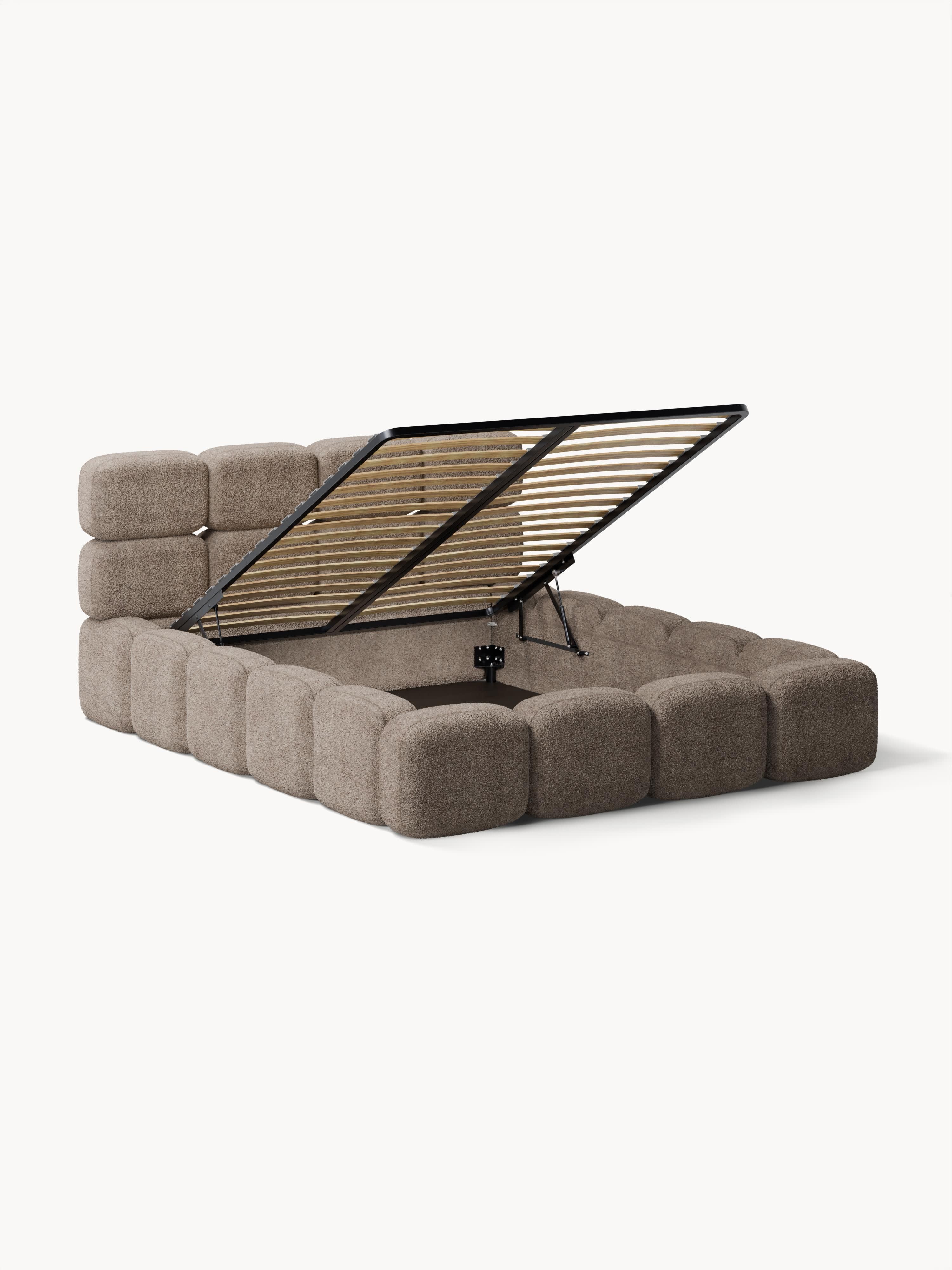 Tayla Upholstered Teddy Bouclé Bed with Storage Space